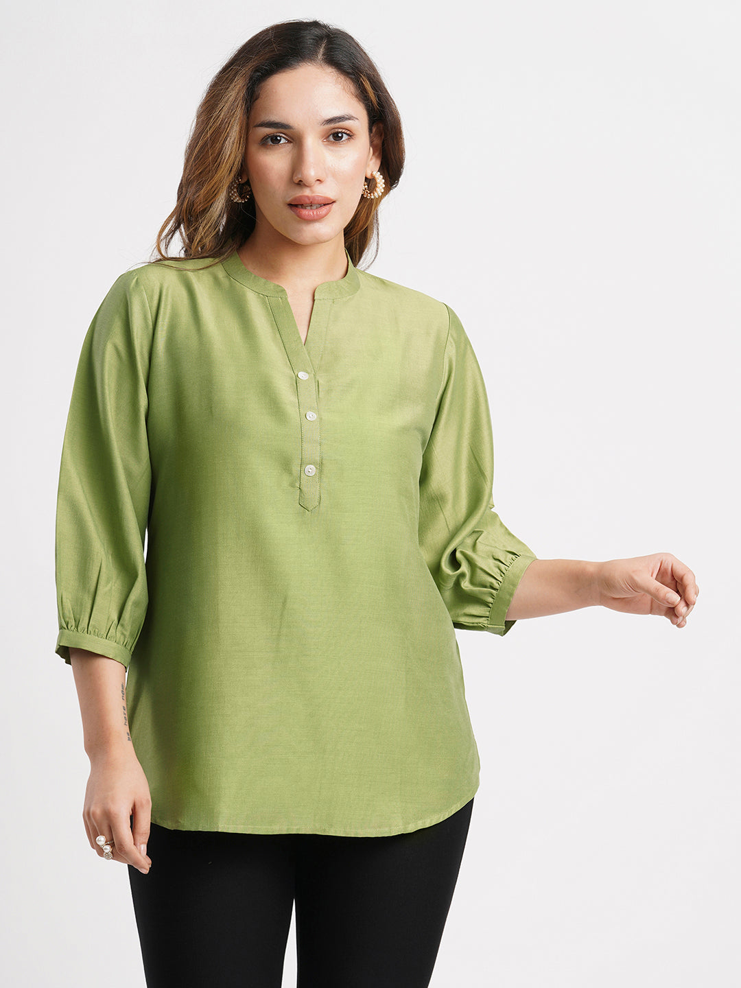 green-solid-poly-chinon-straight-top