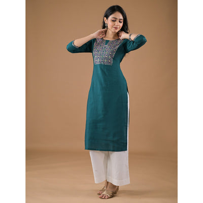 green-yoke-embroidered-pure-cotton-straight-kurti