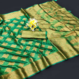 green-woven-with-stonework-organza-jacquard-saree