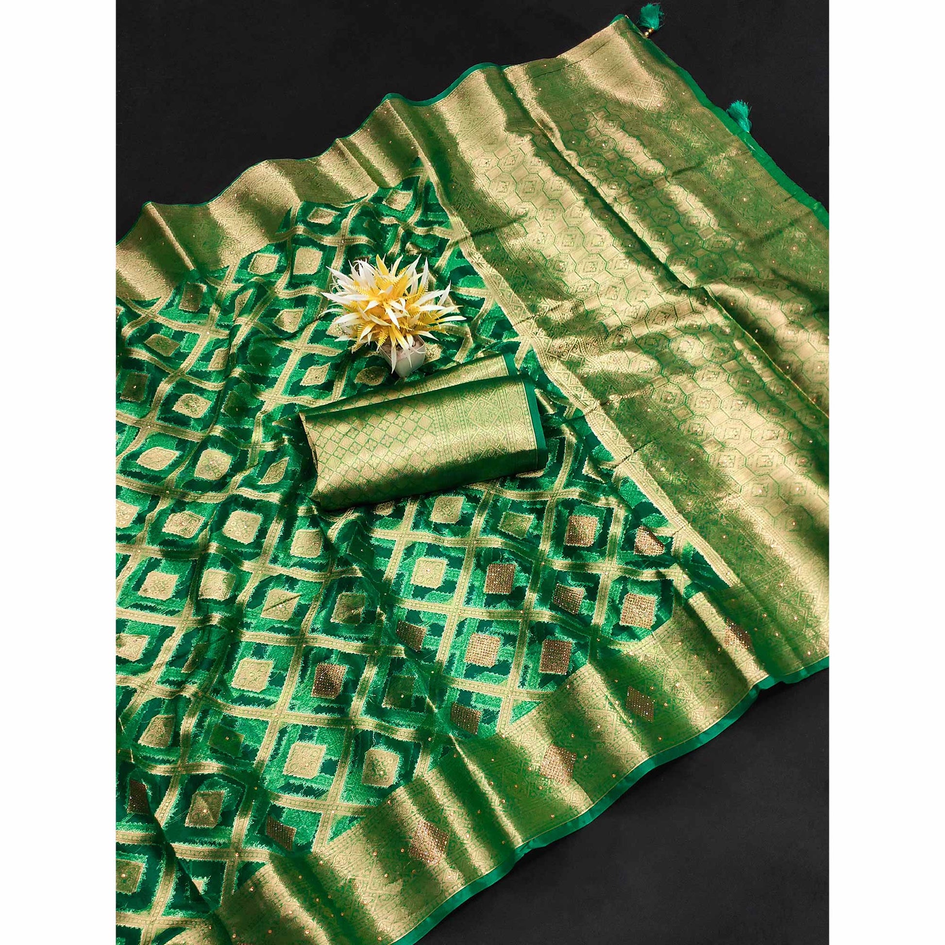 green-woven-with-stonework-organza-jacquard-saree-7