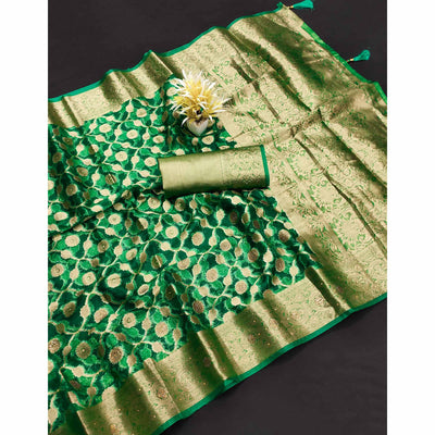 green-stone-work-woven-organza-jacquard-saree-1