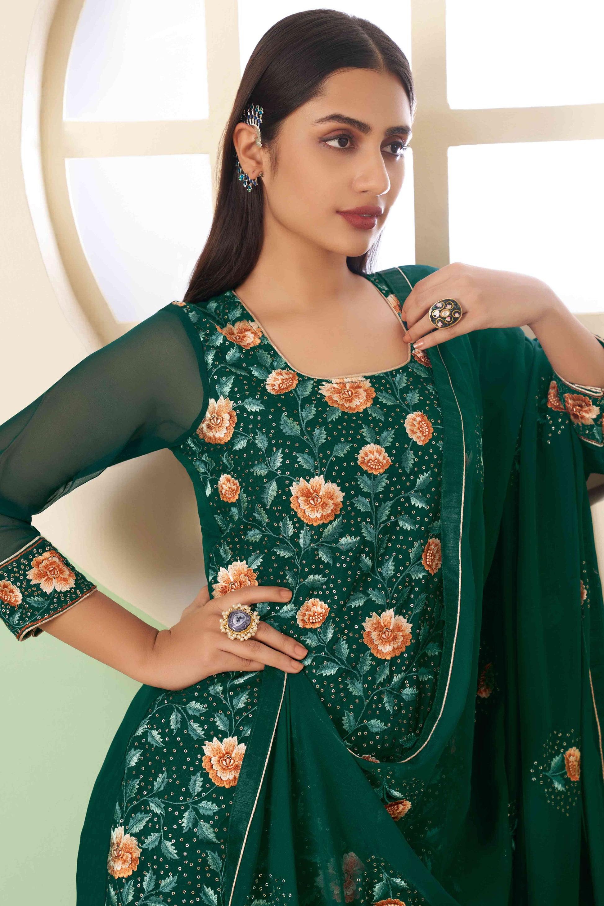 green-floral-sequins-embroidered-georgette-semi-stitched-suit-16