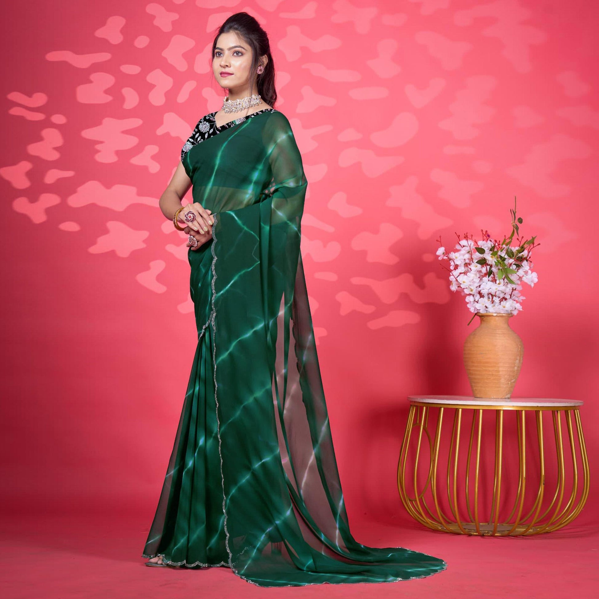 green-leheriya-printed-georgette-saree