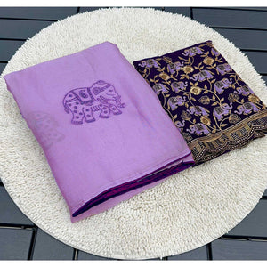 Purple Swarovski Embroidered Art Silk Saree
