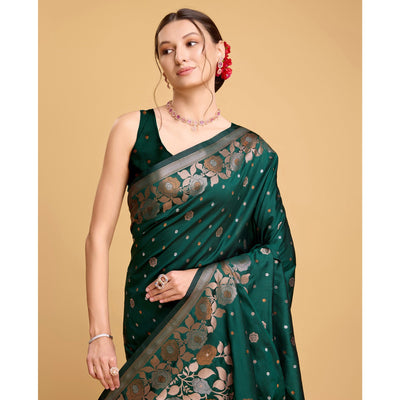green-floral-woven-banarasi-silk-saree-4