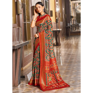 green-red-patola-printed-viscose-saree-with-zari-border