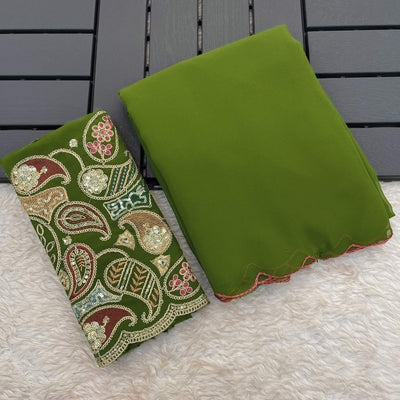 green-solid-georgette-saree-with-embroidered-border