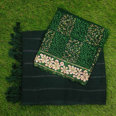 green-striped-georgette-saree-with-tassels
