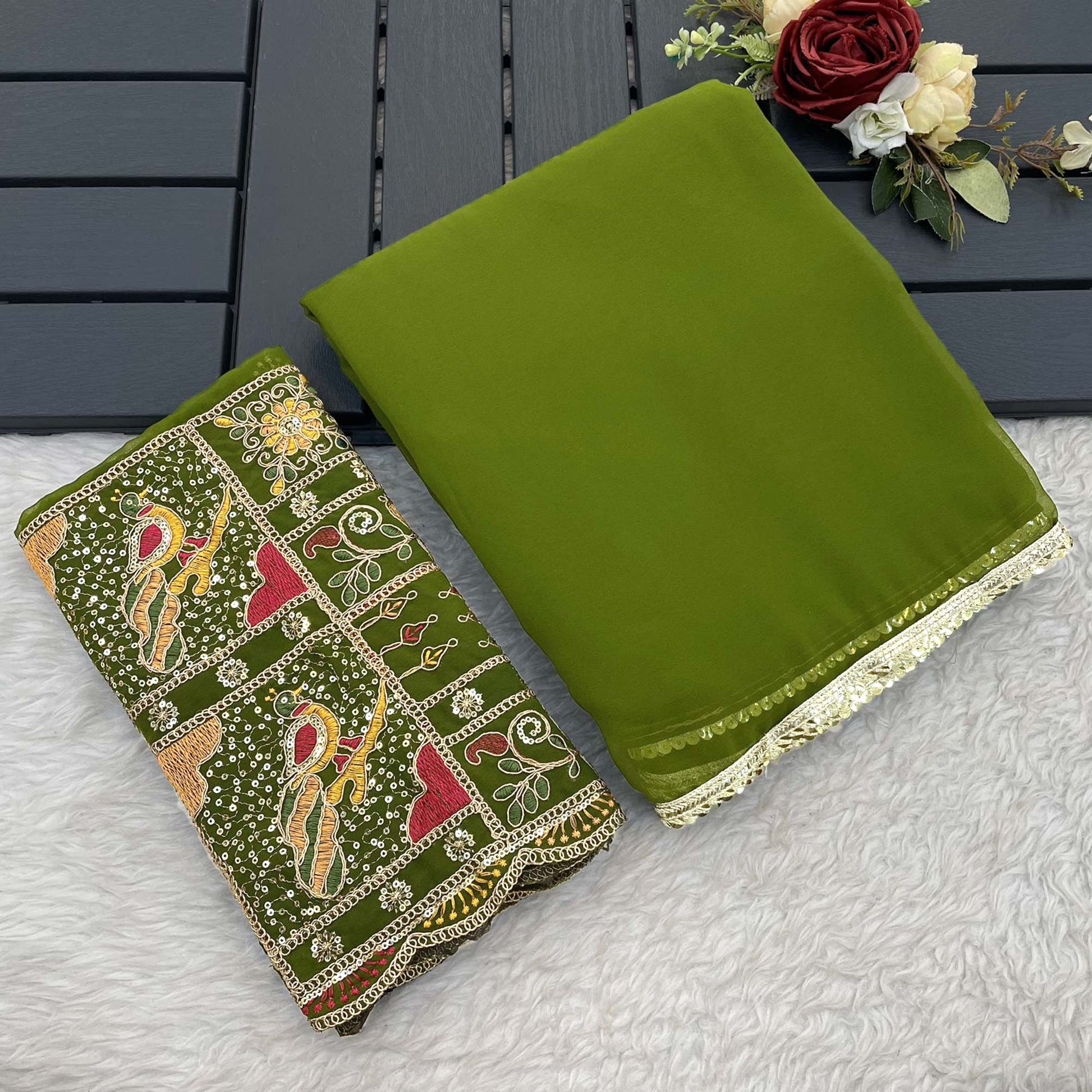 green-solid-georgette-saree-with-sequins-embroidered-border