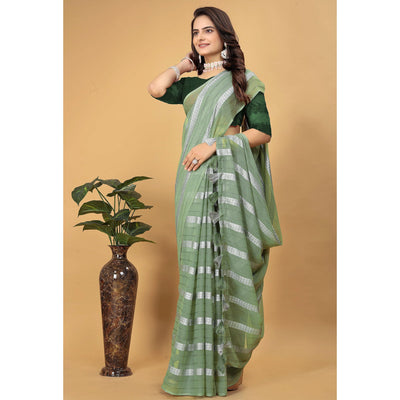 green-zari-striped-georgette-saree-with-tassels