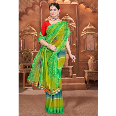 green-bandhani-printed-georgete-saree-with-zari-border
