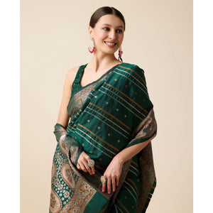 green-floral-woven-pure-silk-saree