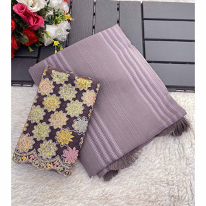 Mauve Zari Striped Woven Georgette Saree