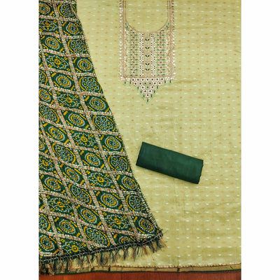 green-woven-with-gota-work-jacquard-dress-material