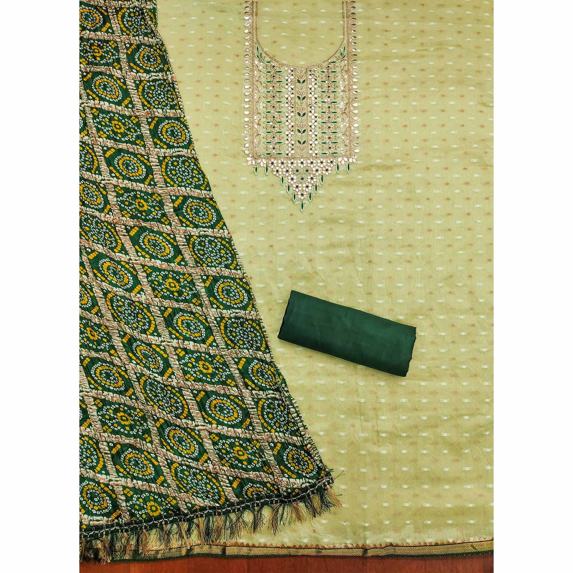 green-woven-with-gota-work-jacquard-dress-material
