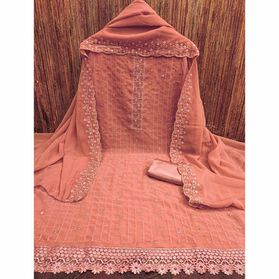 Dusty Orange Sequins Embroidered Georgette Dress Material
