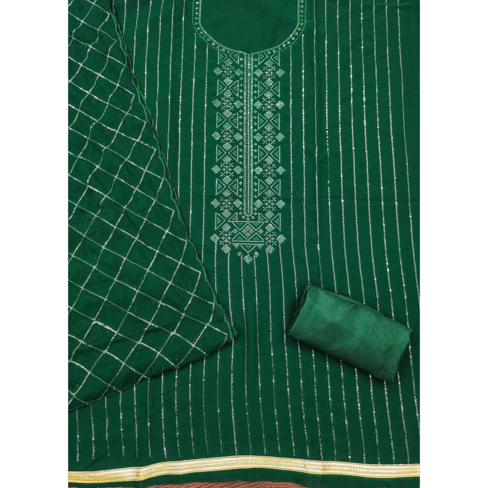 green-sequins-embroidered-georgette-dress-material-3