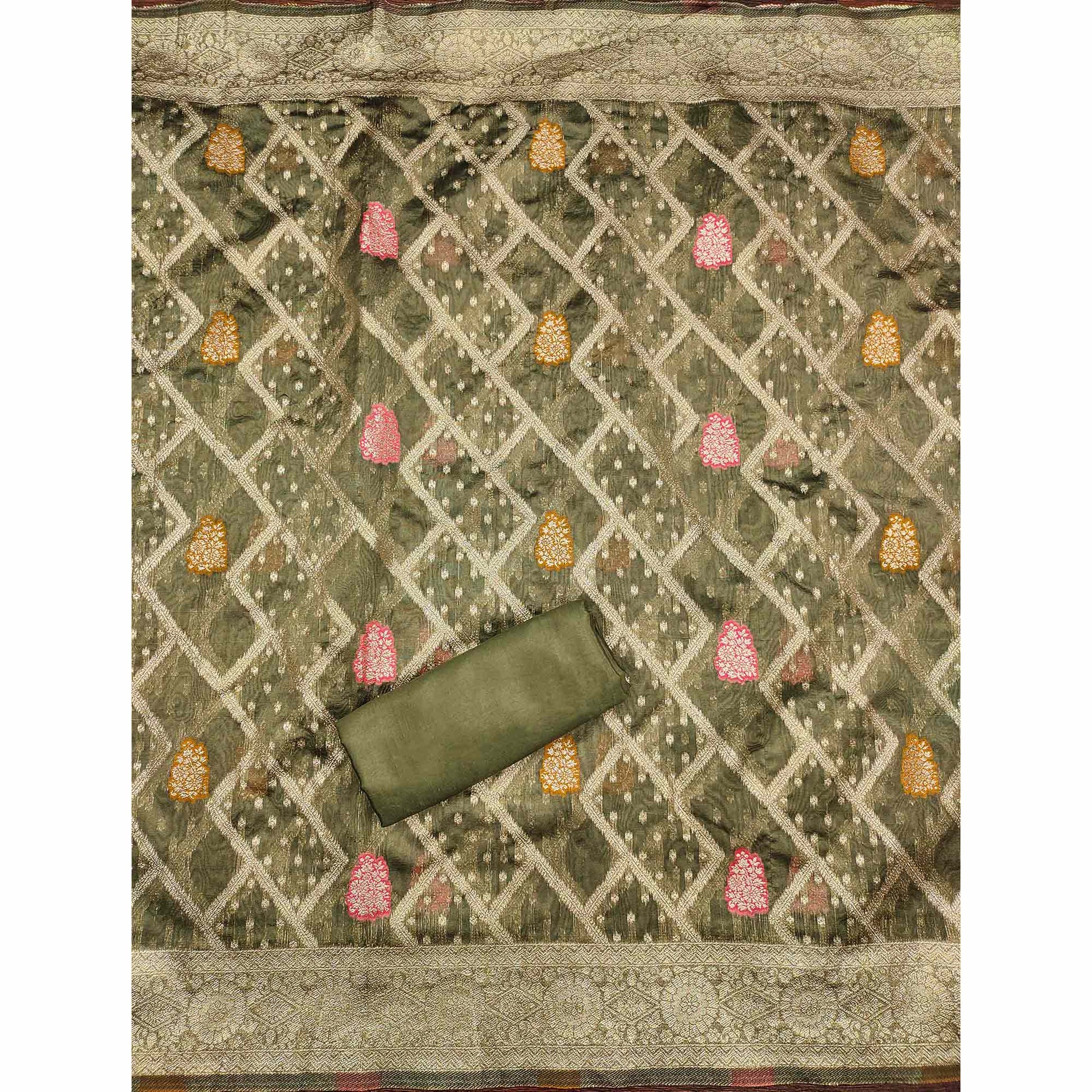 green-floral-woven-jacquard-dress-material-1