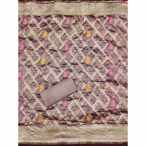 Mauve Floral Woven Jacquard Dress Material