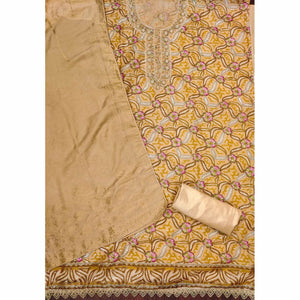 Chikoo Floral Sequins Embroidered Organza Dress Material