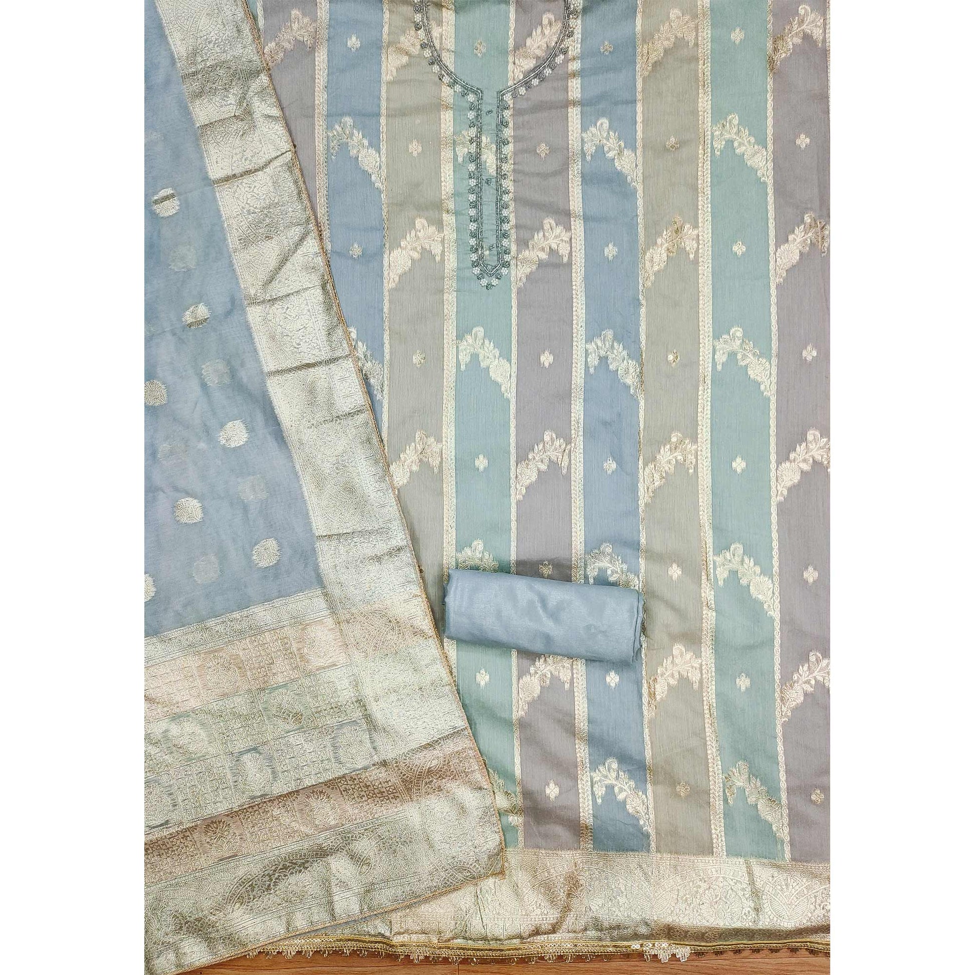 grey-floral-woven-with-hand-embroidered-jacquard-dress-material