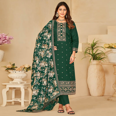green-embroidered-pure-silk-semi-stitched-suit