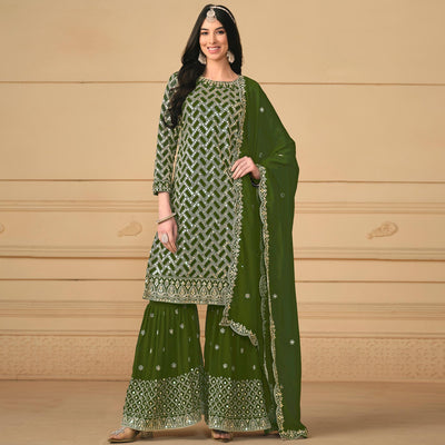 green-sequins-embroidered-georgette-semi-stitched-sharara-suit-3