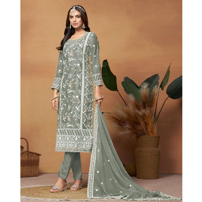 grey-floral-embroidered-organza-semi-stitched-dress-material