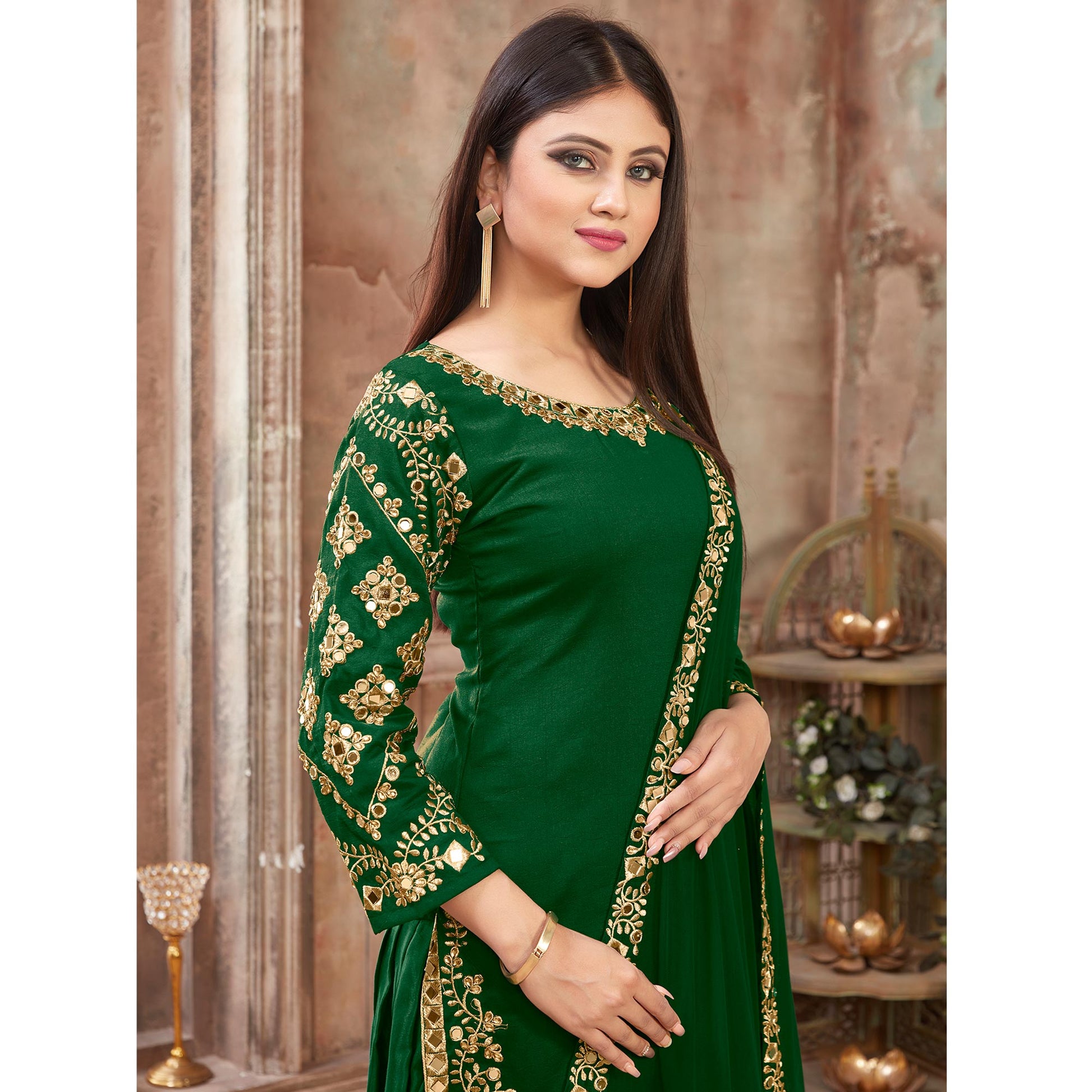 green-floral-embroidered-art-silk-patiala-suit