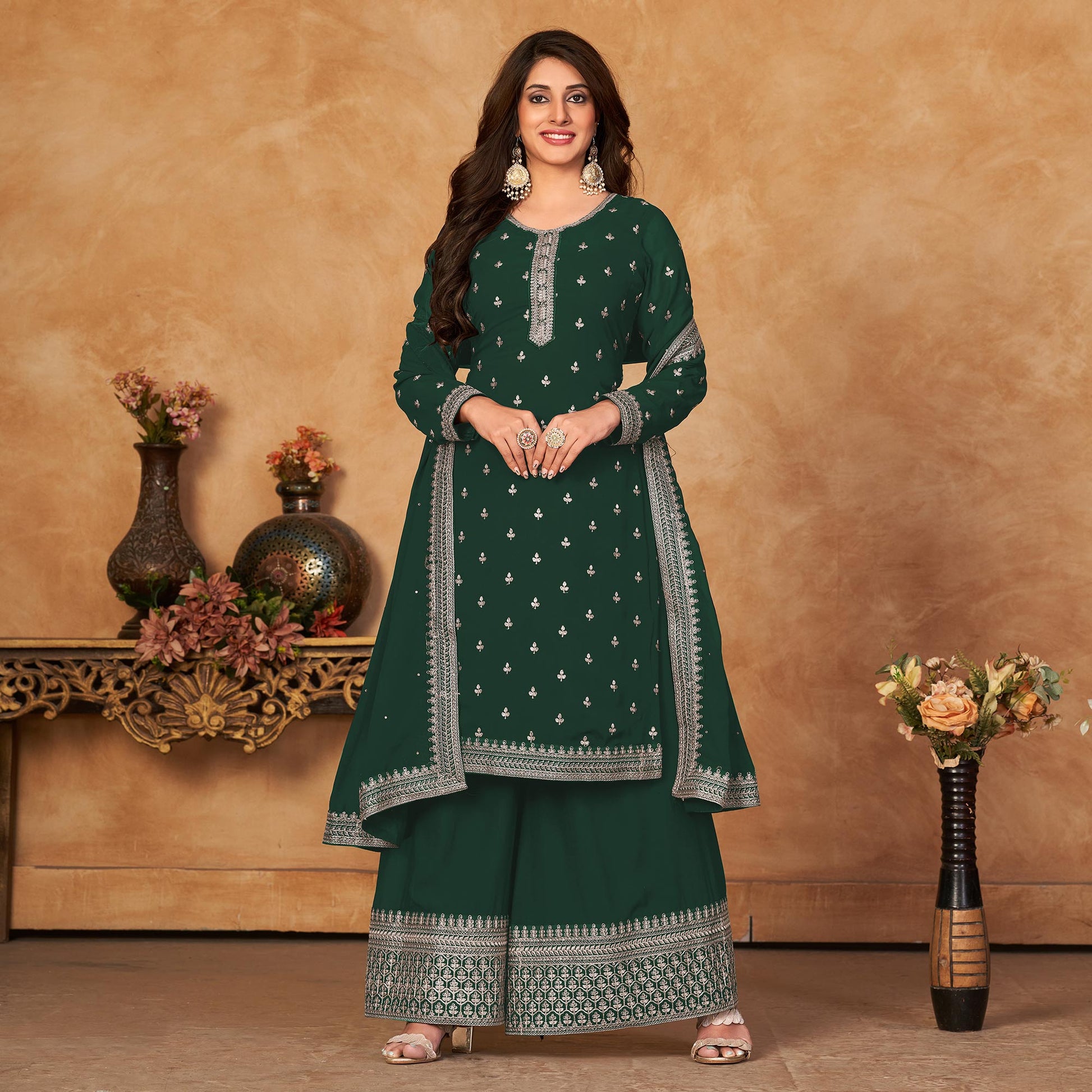 green-floral-embroidered-georgette-semi-stitched-suit-7