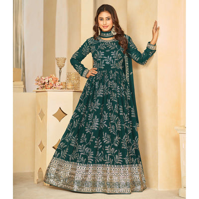 green-sequins-embroidered-georgette-anarkali-style-semi-stitched-gown