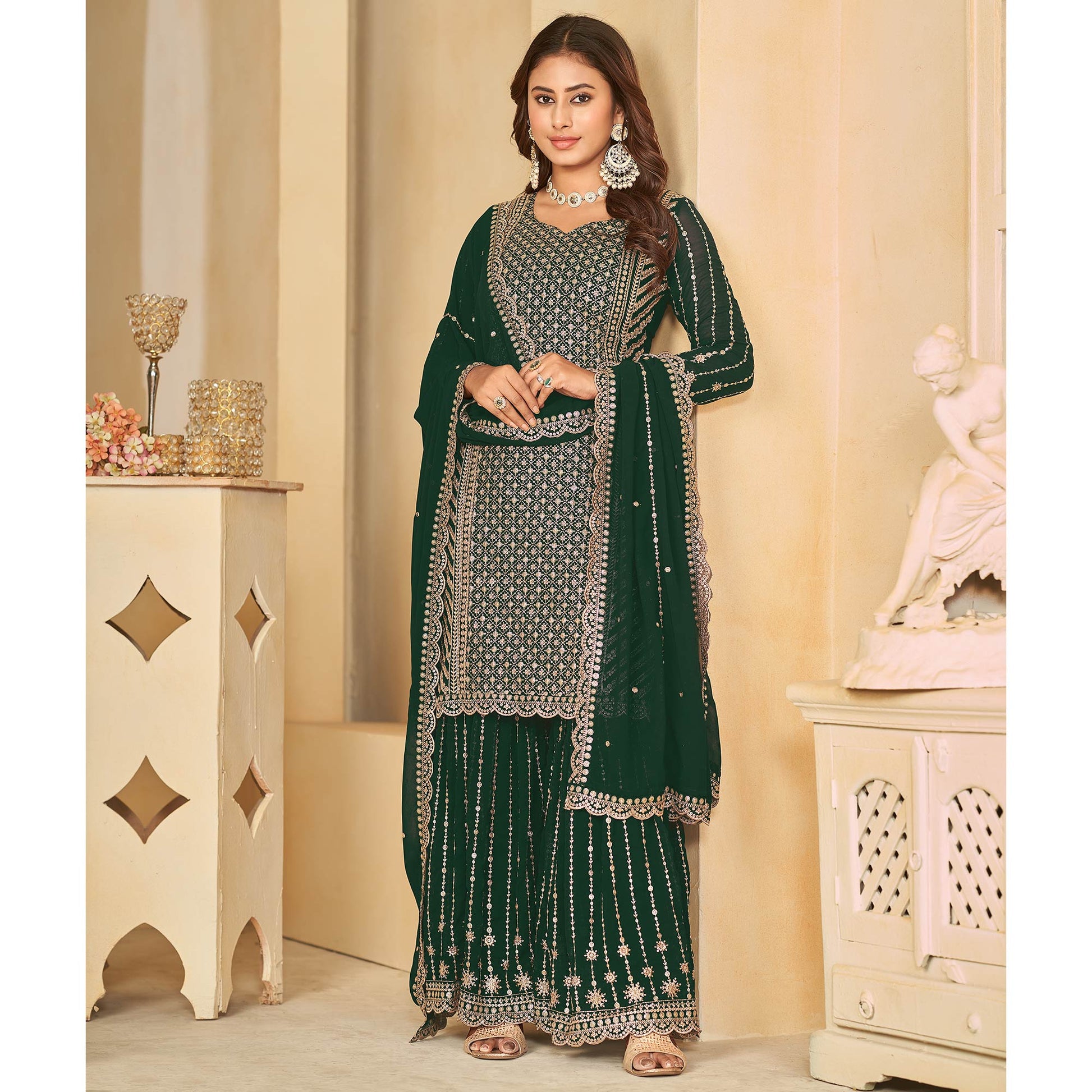 green-sequins-embroidered-georgette-semi-stithed-sharara-suit