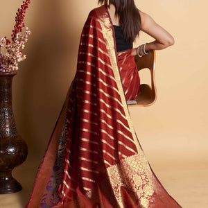 Maroon Zari Weaving Banarasi Silk Saree