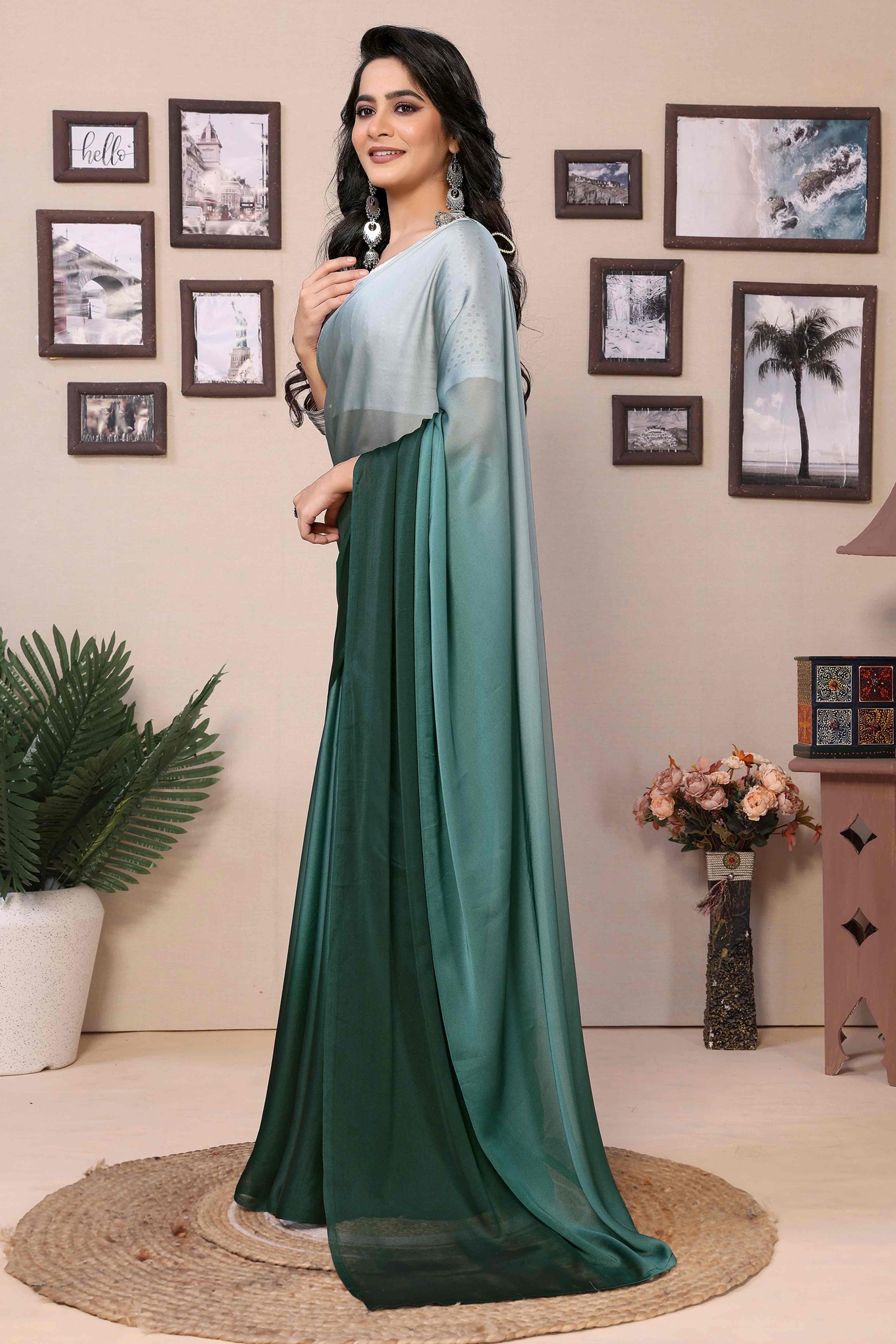 green-solid-satin-ready-to-wear-ombre-saree