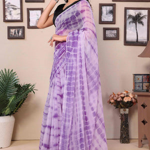 Lavender Shibori Printed Georgette Ready To Wear Saree