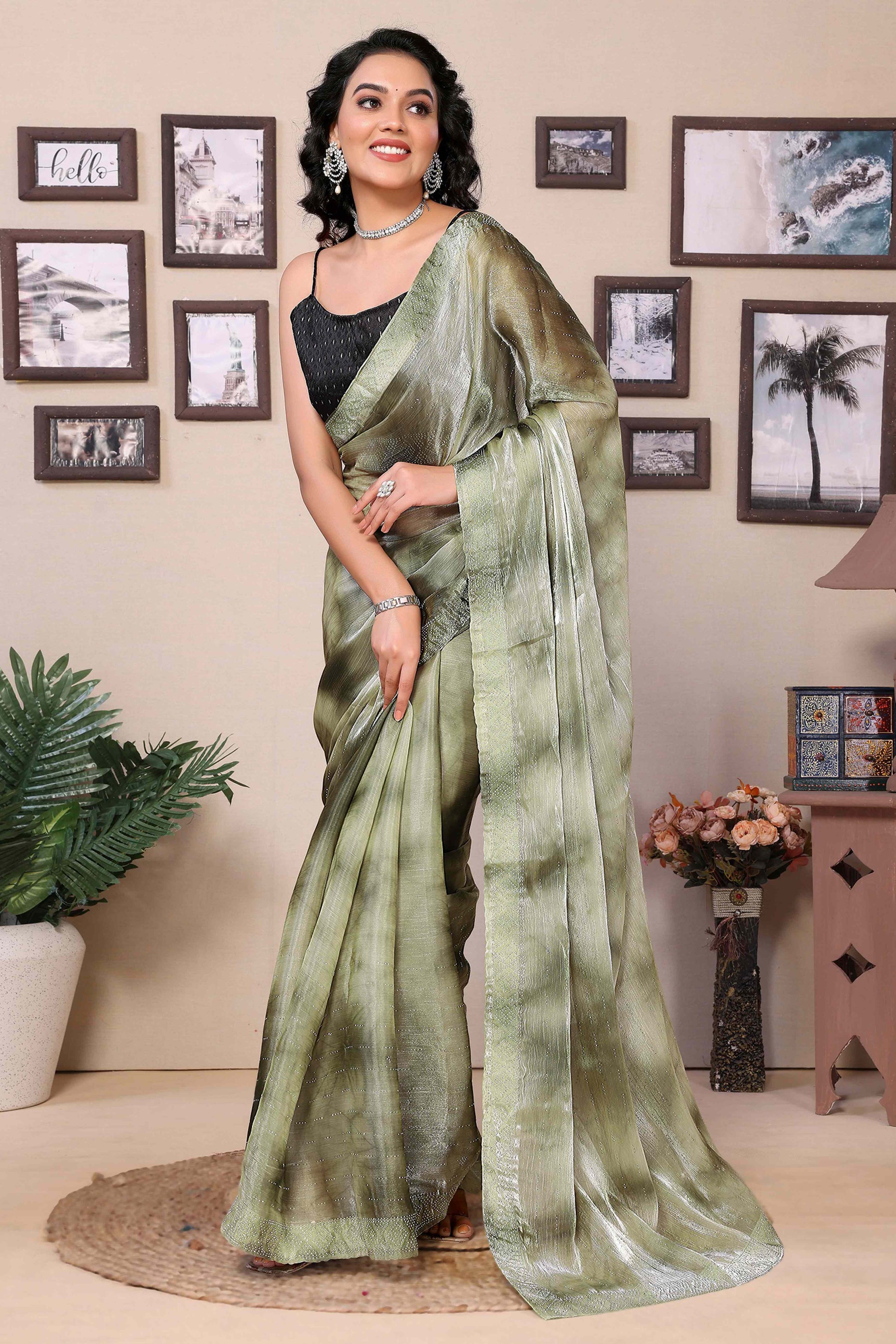 green-printed-with-diamond-work-zimmi-choo-organza-ready-to-wear-saree