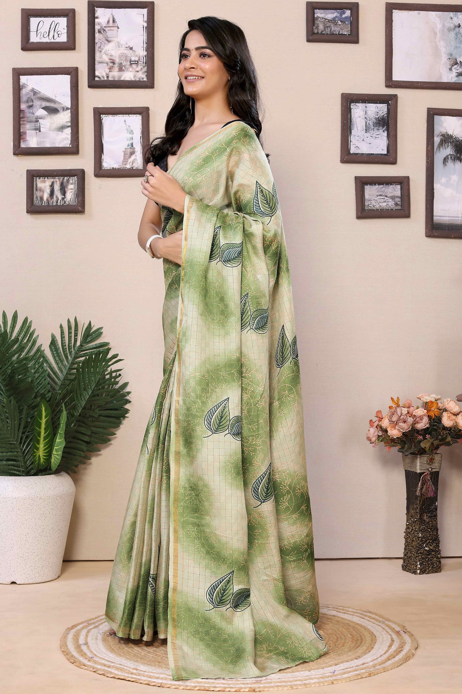 green-woven-with-printed-silk-ready-to-wear-saree