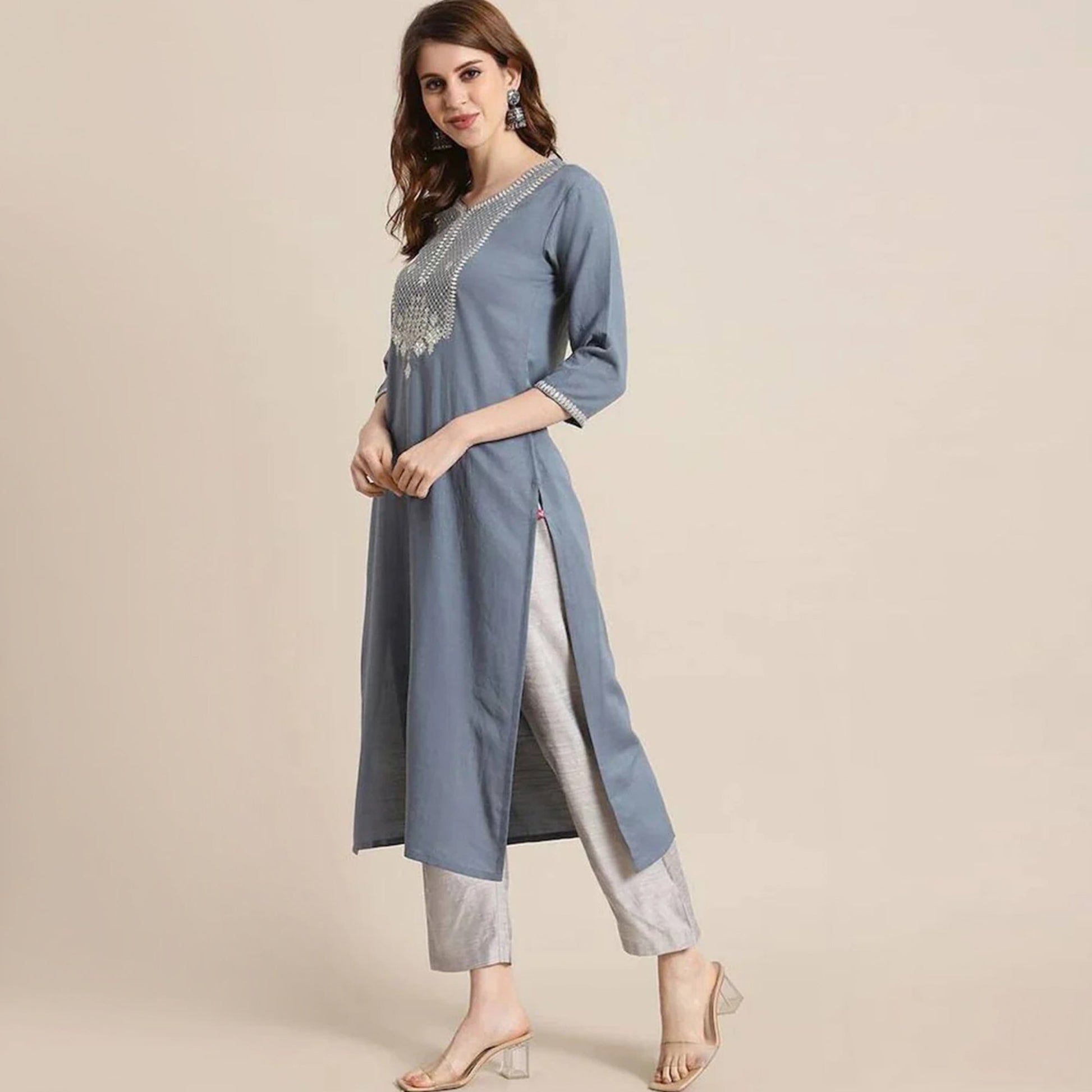 grey-embroidered-rayon-kurti-set-1