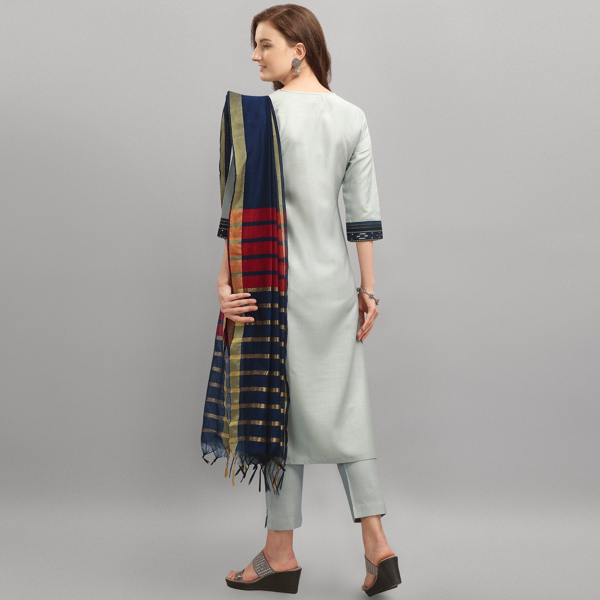 grey-embroidered-poly-cotton-kurti-set