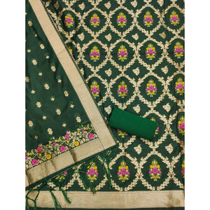 green-floral-woven-chanderi-dress-material-1