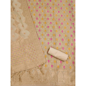 Chikoo Woven Chanderi Dress Material