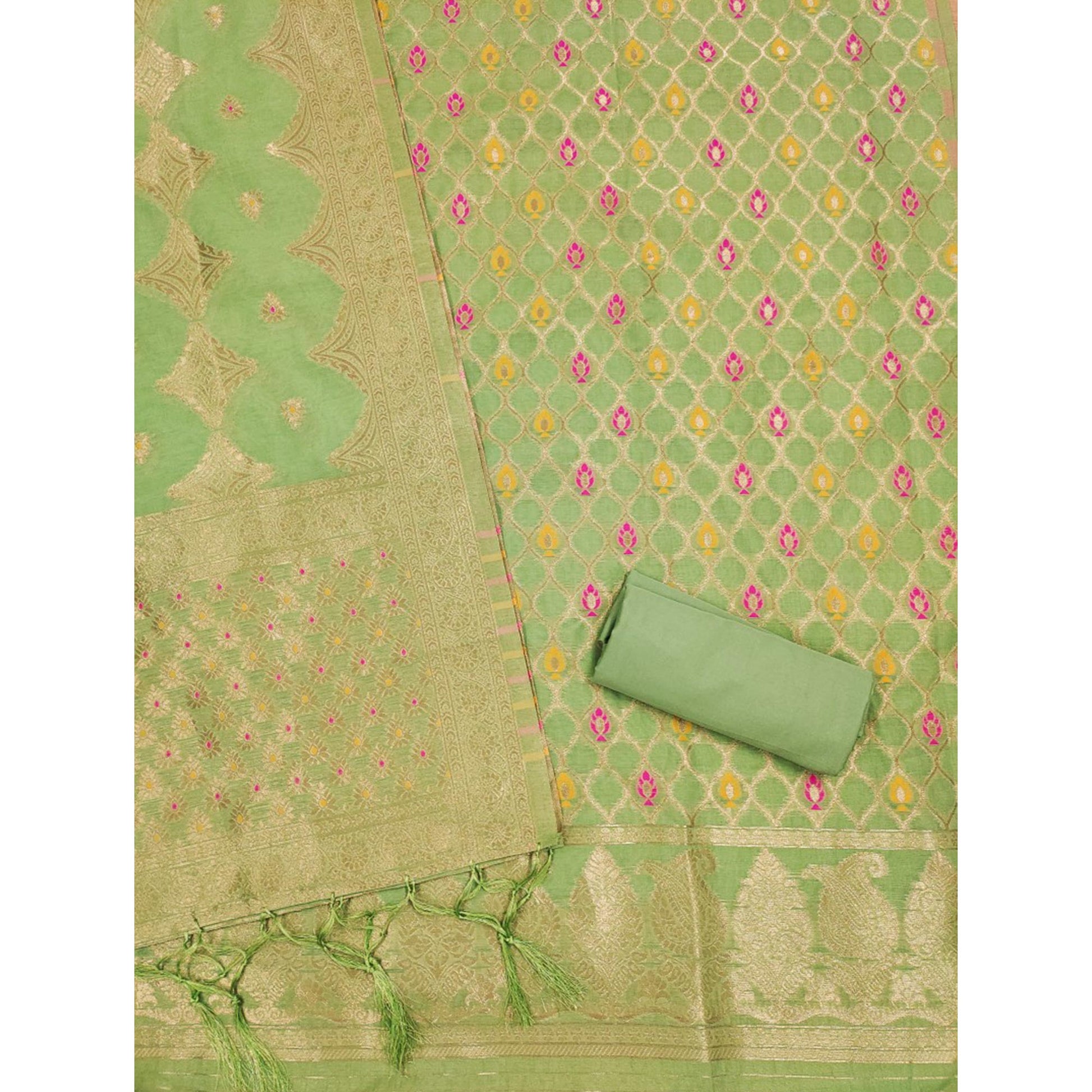 green-woven-chanderi-dress-material-3