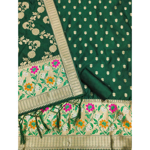 green-floral-woven-banarasi-silk-dress-material-5