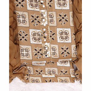 Chikoo Floral Printed Pure Cotton Dress Material
