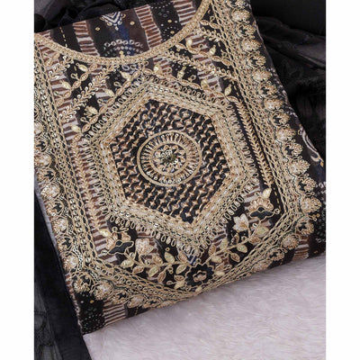 Brown Bandhani Printed Rayon Dress Material