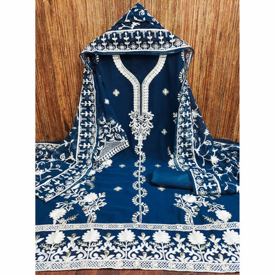 Morpich Floral Sequins Embroidered Georgette Dress Material
