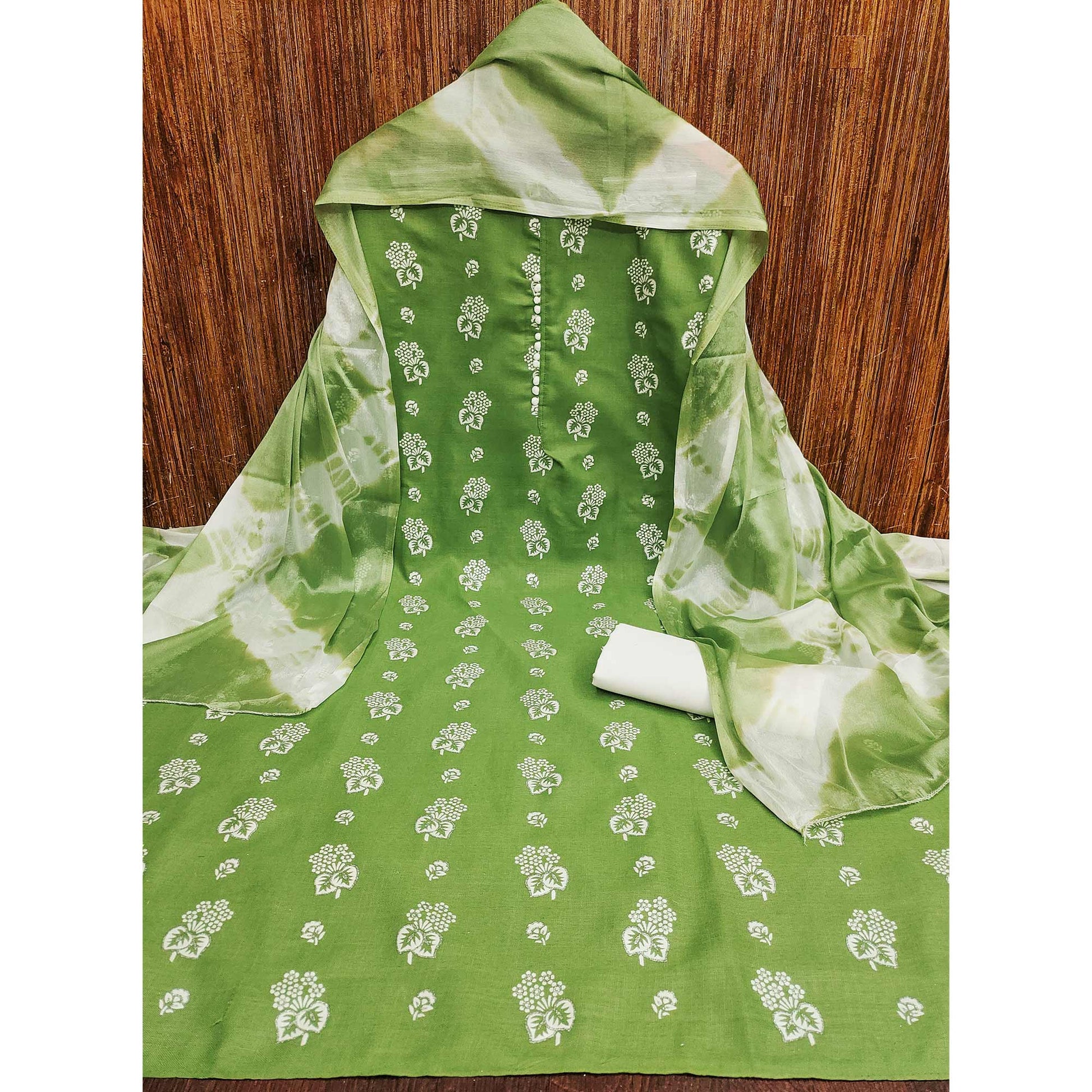 green-foil-floral-printed-cotton-blend-dress-material