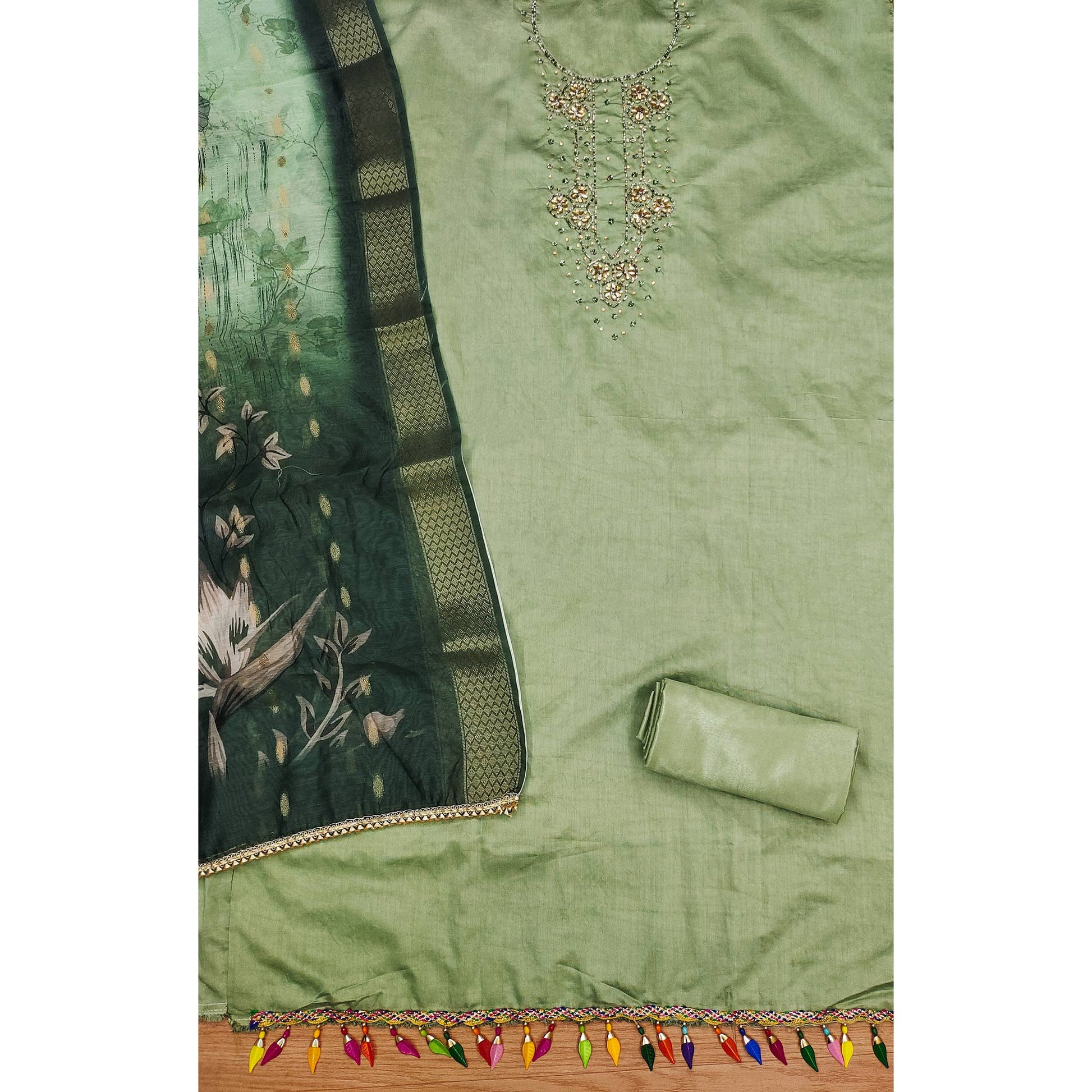green-floral-handwork-cotton-silk-dress-material