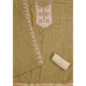 Chikoo Floral Sequins Embroidered Georgette Dress Material