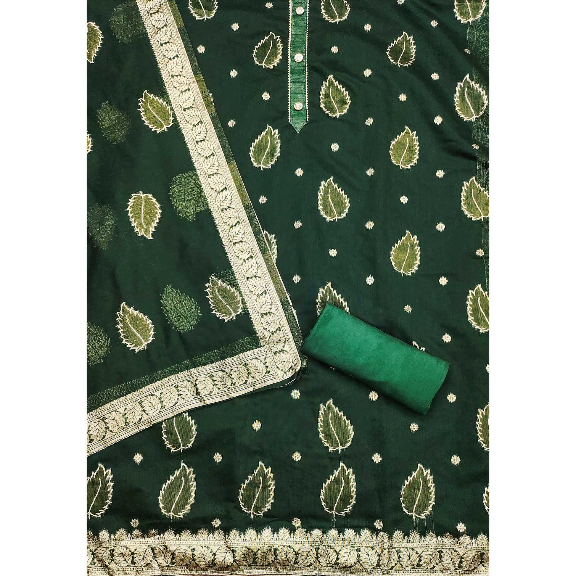 green-floral-woven-shimmer-jacquard-dress-material